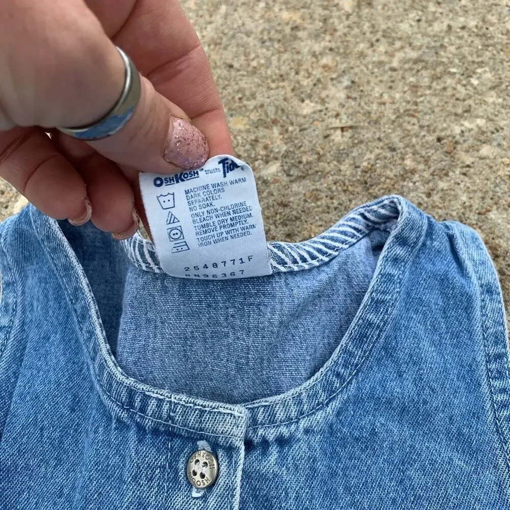 Vintage OshKosh B’Gosh blue jean dress overalls Size 6